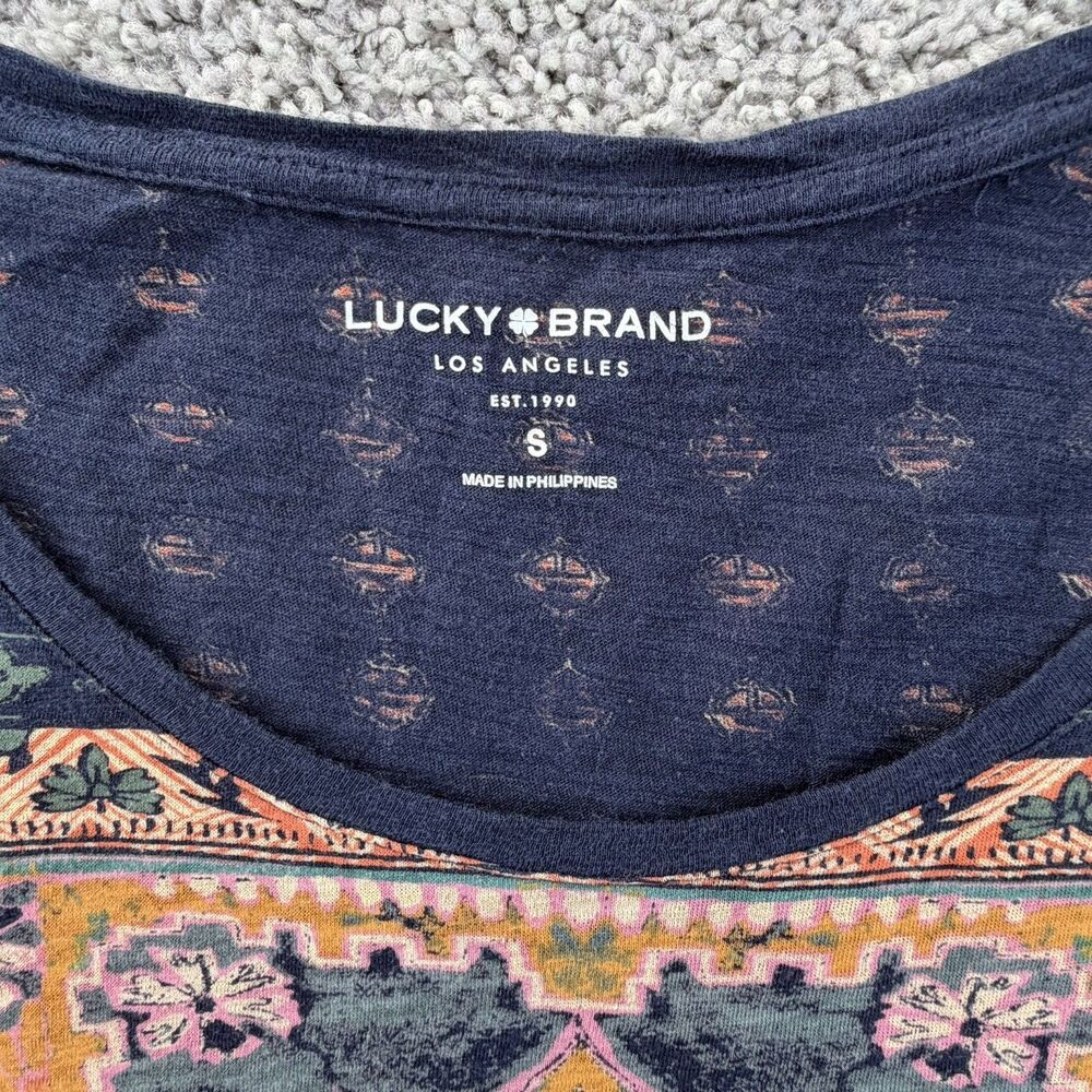 Lucky Brand Women's Small Multicolor Boho Paisley Lightweight‎ Round-Neck Blouse - Picture 5 of 7